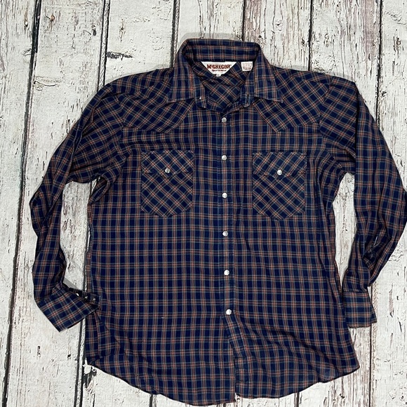Vintage McGregor Western Pearl Snap Button Down Long Sleeve Cowboy Shirt - Picture 1 of 3